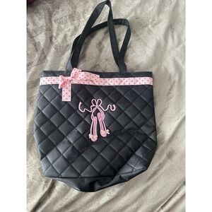 Ballet Dance Tote Bag Black Pink Quilted Ballet Shoes Girls Zipper Bow